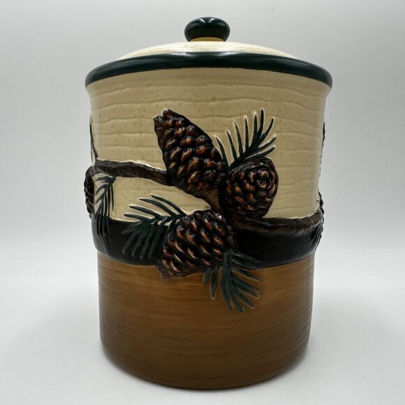 6" Expressions Pinecone Lodge Canister Jar by Stephen Lyman - Picture 3 of 12